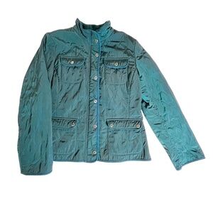 Talbot's Green Quilted Safari Jacket Fleece Lined Lightweight Gorpcore Preppy